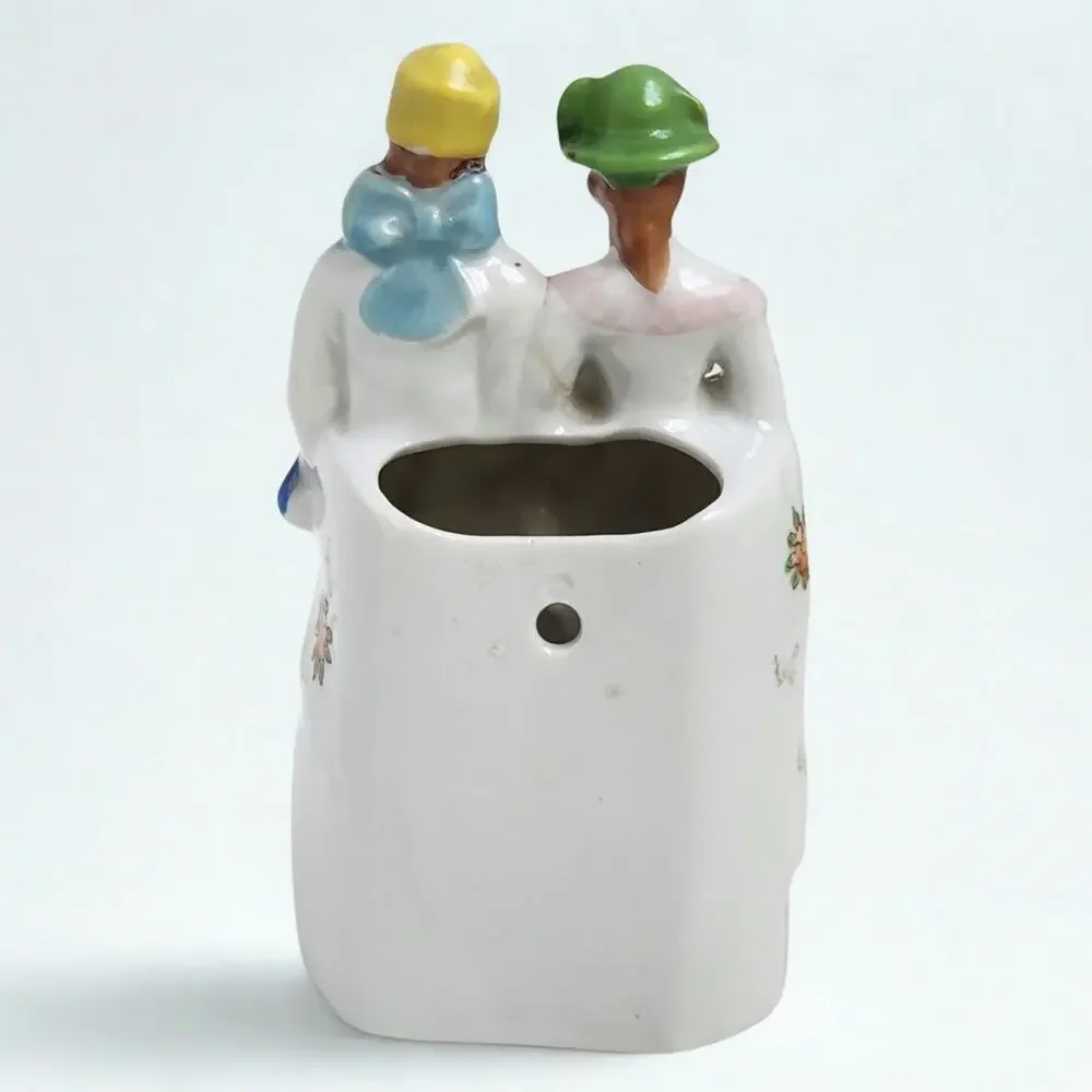 Antique Japanese Figural Porcelain Wall Pocket Vase | 1920s–1930s